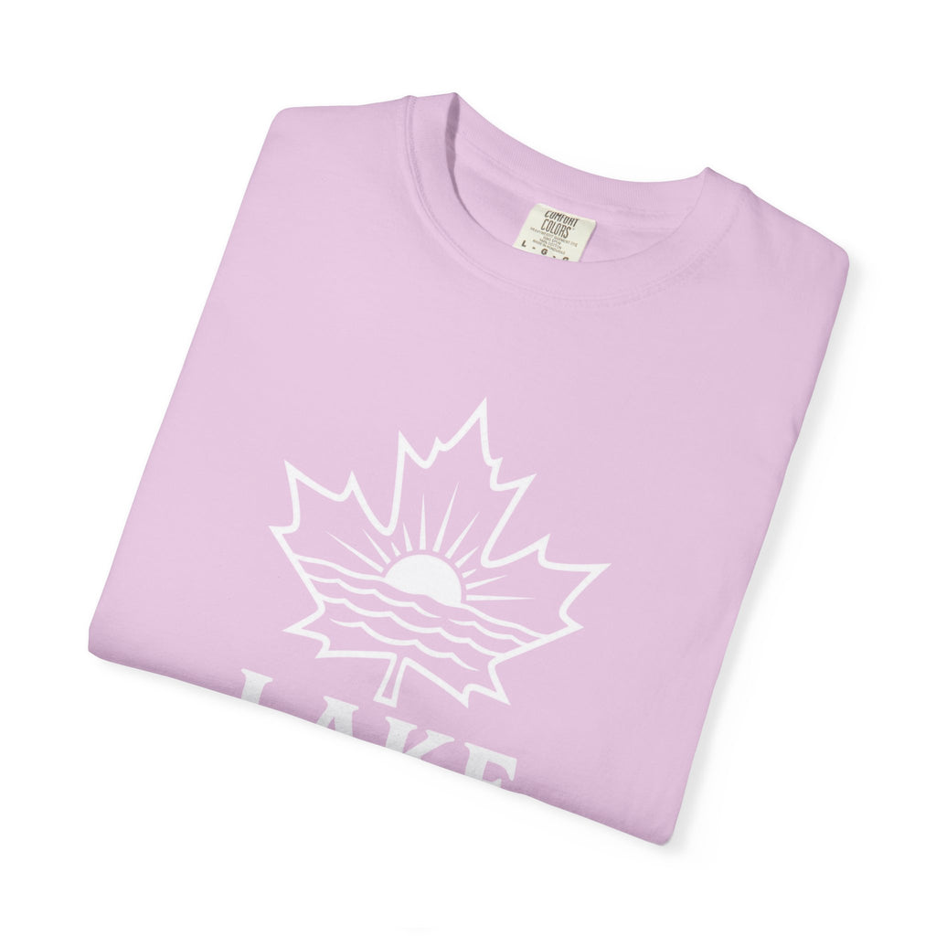 Lake Ontario T-Shirt — Retro Maple Leaf Sunset Graphic
