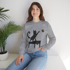 Cat with Crown Crewneck Sweatshirt — Playful Black Cat Graphic
