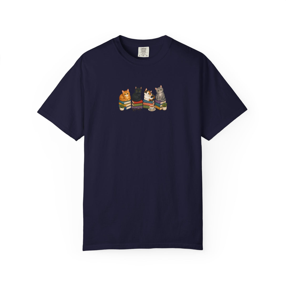 Cat Knit Crew T-Shirt — Cozy Cats Sitting Together Graphic Tee