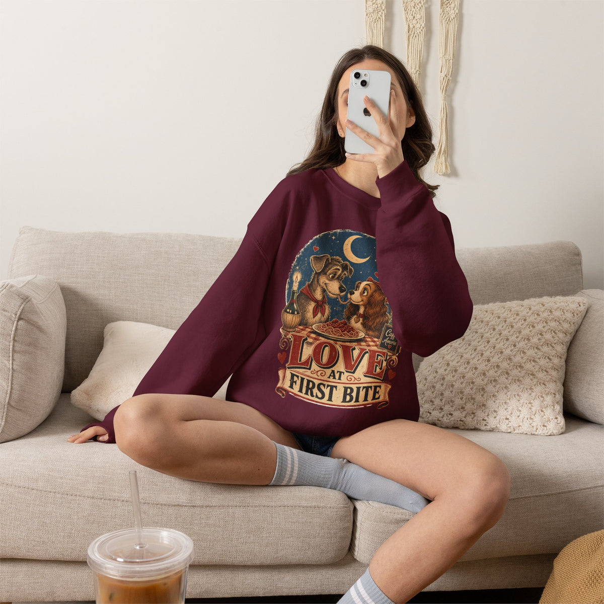 Love at First Bite Sweatshirt — Cute Dog & Pizza Cozy Crewneck