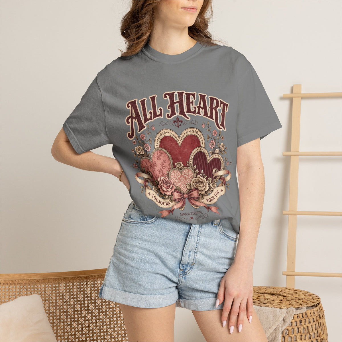 All Heart Vintage Floral Tee — "All Heart" Graphic T-Shirt