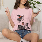 Her Human Witch Tee — Halloween Witch & Dog Graphic T-Shirt