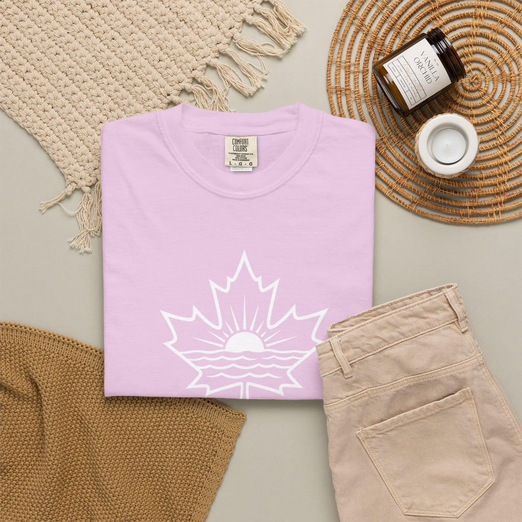 Lake Ontario T-Shirt — Retro Maple Leaf Sunset Graphic