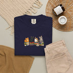 Cat Knit Crew T-Shirt — Cozy Cats Sitting Together Graphic Tee