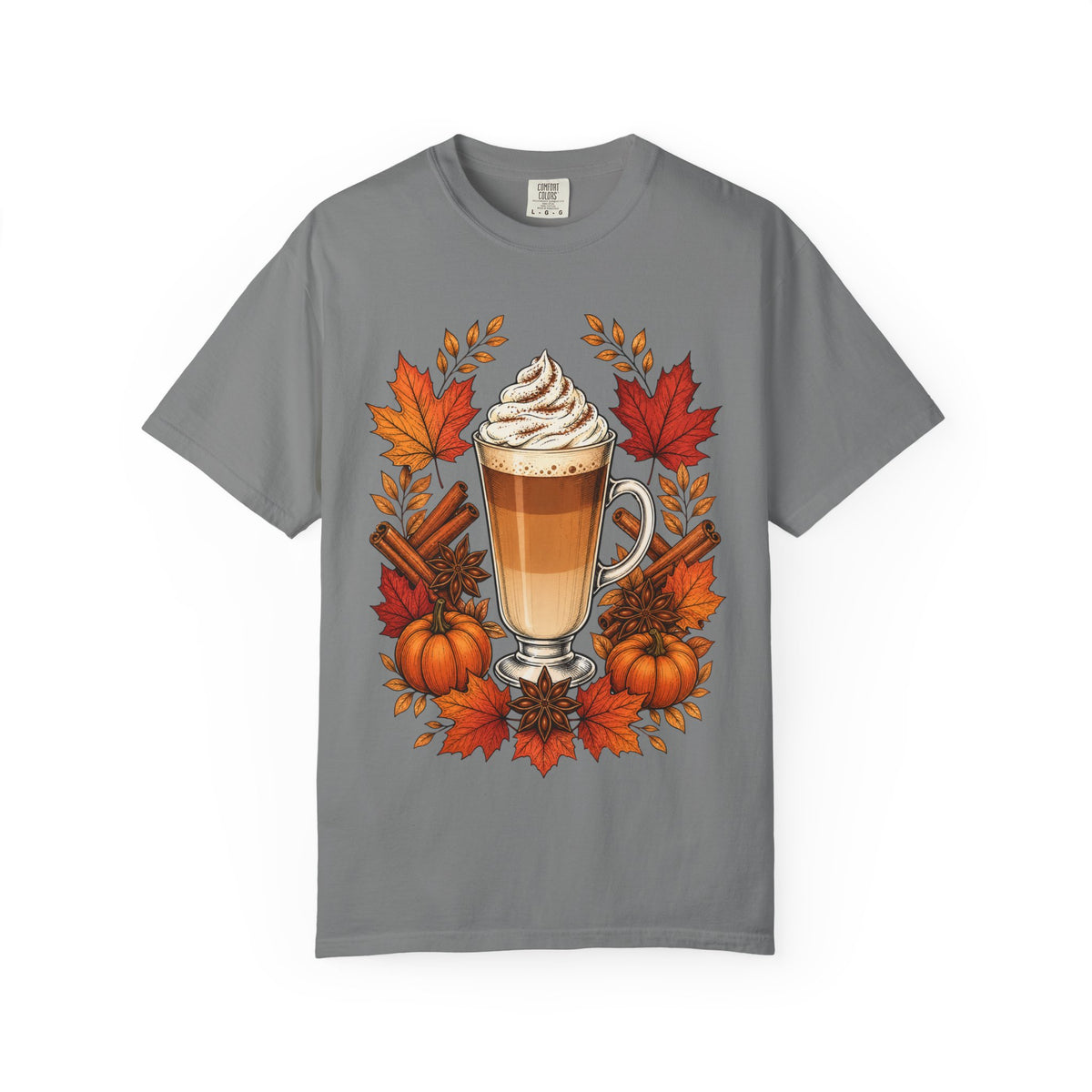 Pumpkin Spice Latte T-Shirt — Autumn Coffee Fall Leaves Tee