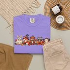 Halloween Critter Lineup T-Shirt — Cute Pumpkin, Witch & Bunny Spooky Crew