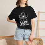 Lake Ontario T-Shirt — Retro Maple Leaf Sunset Graphic