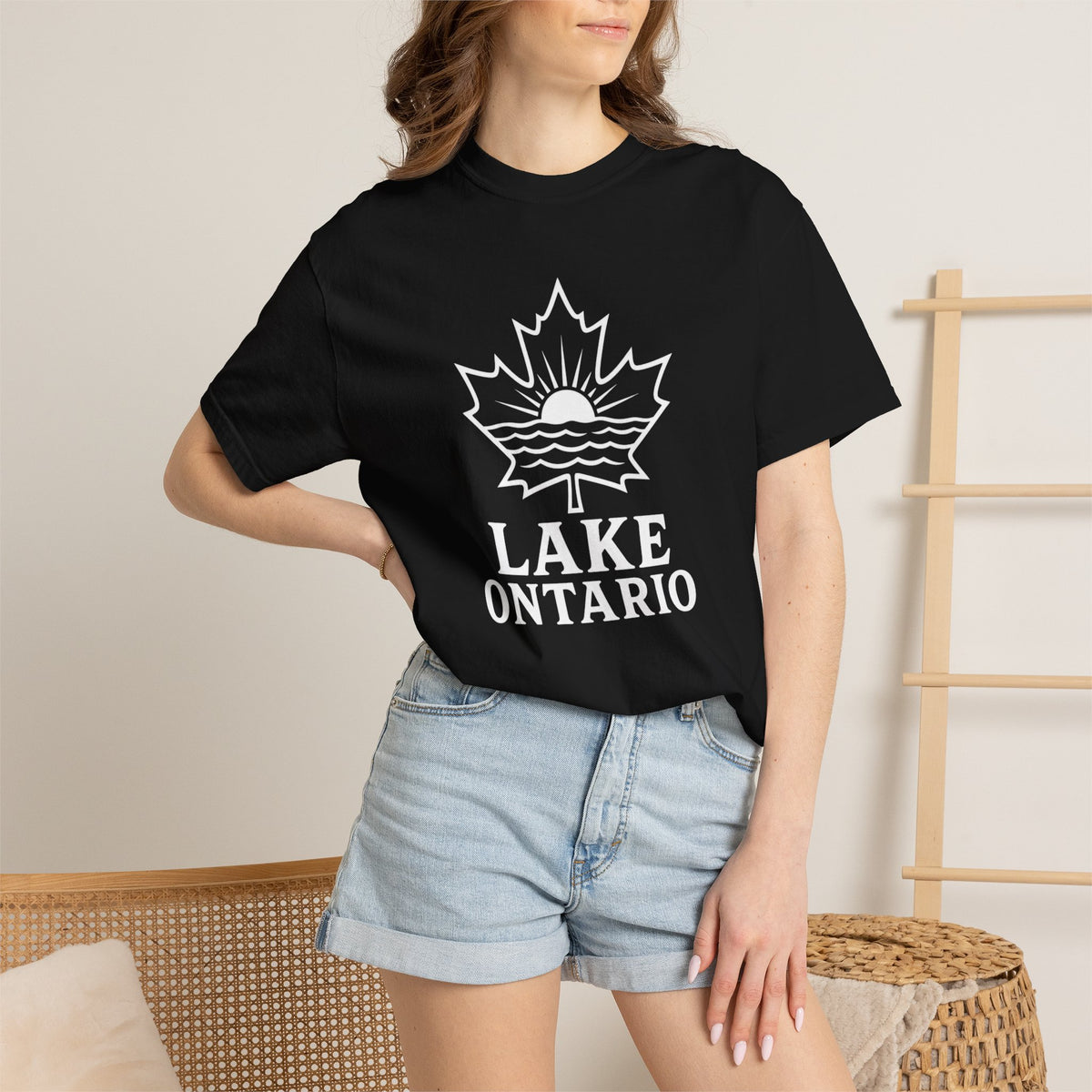 Lake Ontario T-Shirt — Retro Maple Leaf Sunset Graphic
