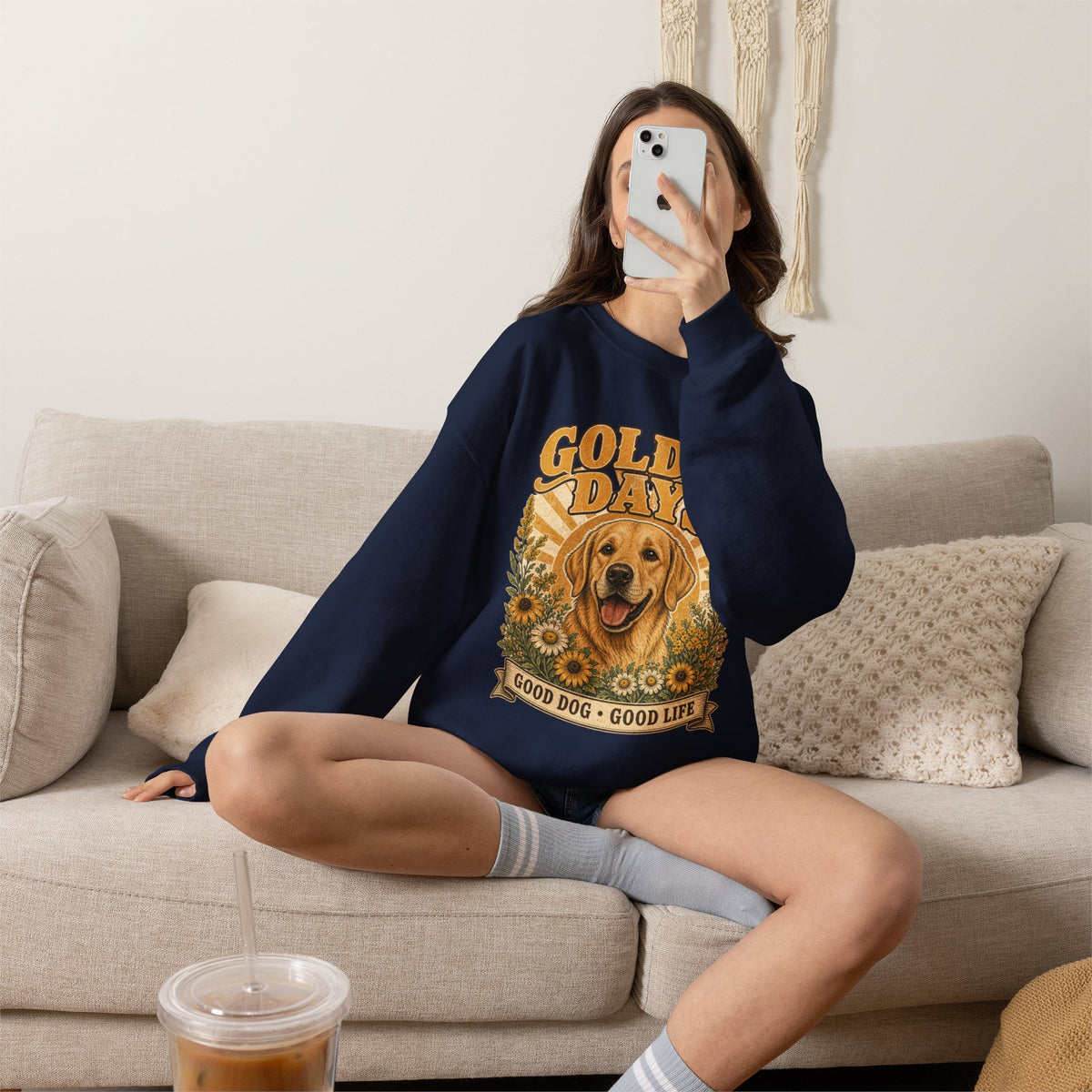 Sweatshirt — "Golden Days: Good Dog • Good Life" Retro Golden Retriever Crewneck