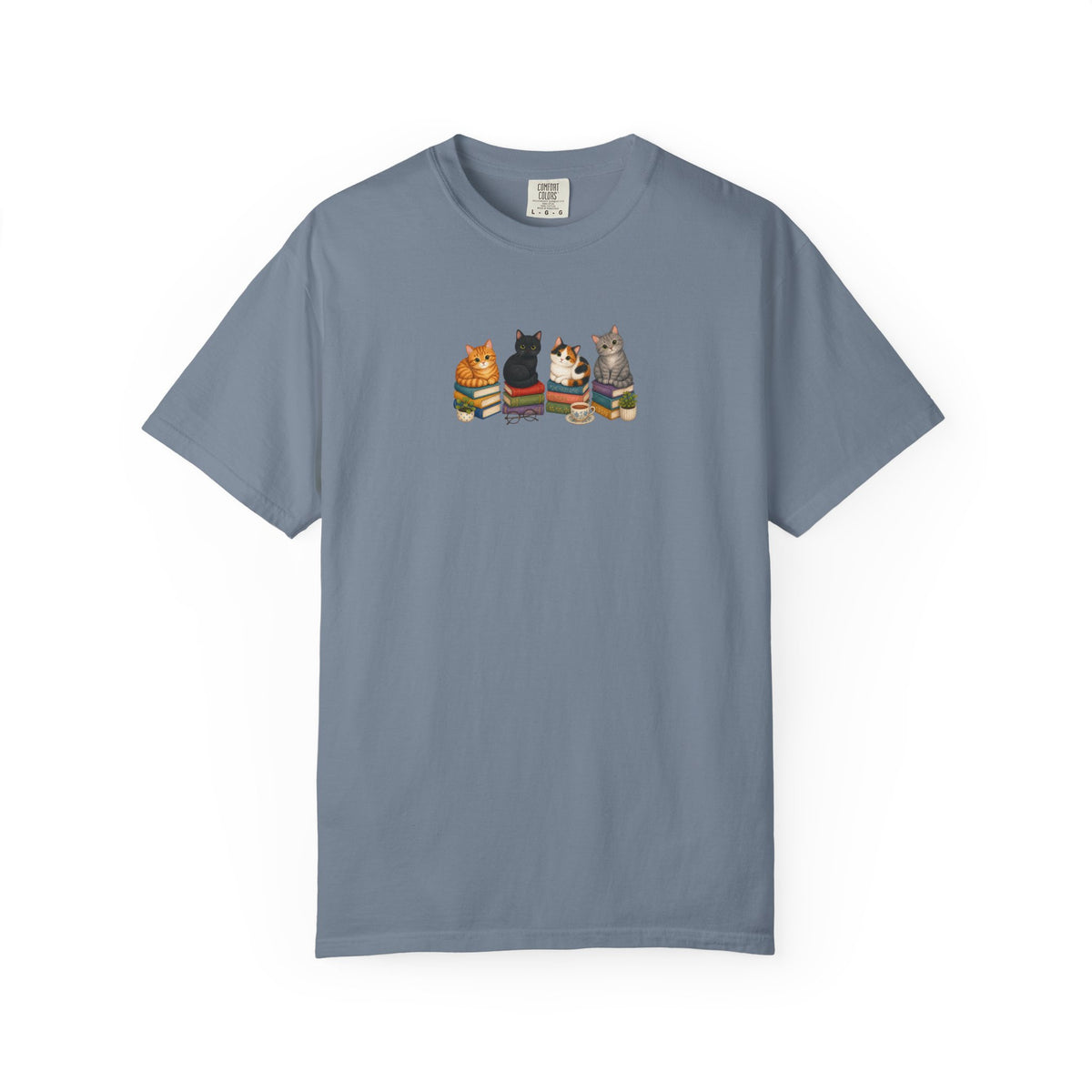 Cat Knit Crew T-Shirt — Cozy Cats Sitting Together Graphic Tee