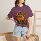 T-Shirt „Herbsternte-Wagen“ — Kürbis & Sonnenblume Herbst-T-Shirt