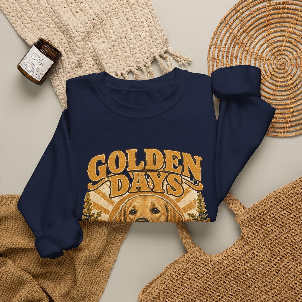 Sweatshirt — "Golden Days: Good Dog • Good Life" Retro Golden Retriever Crewneck