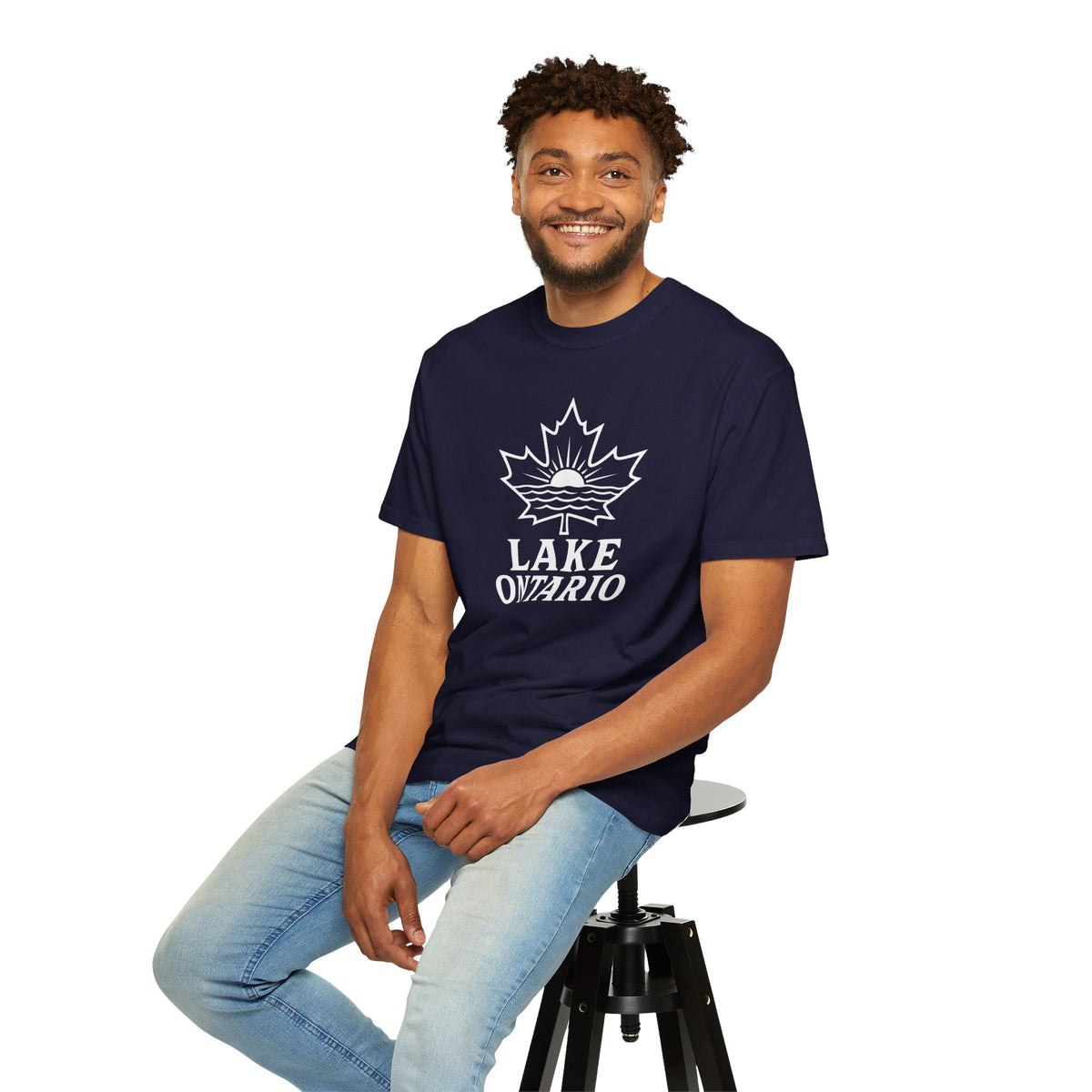 Lake Ontario T-Shirt — Retro Maple Leaf Sunset Graphic