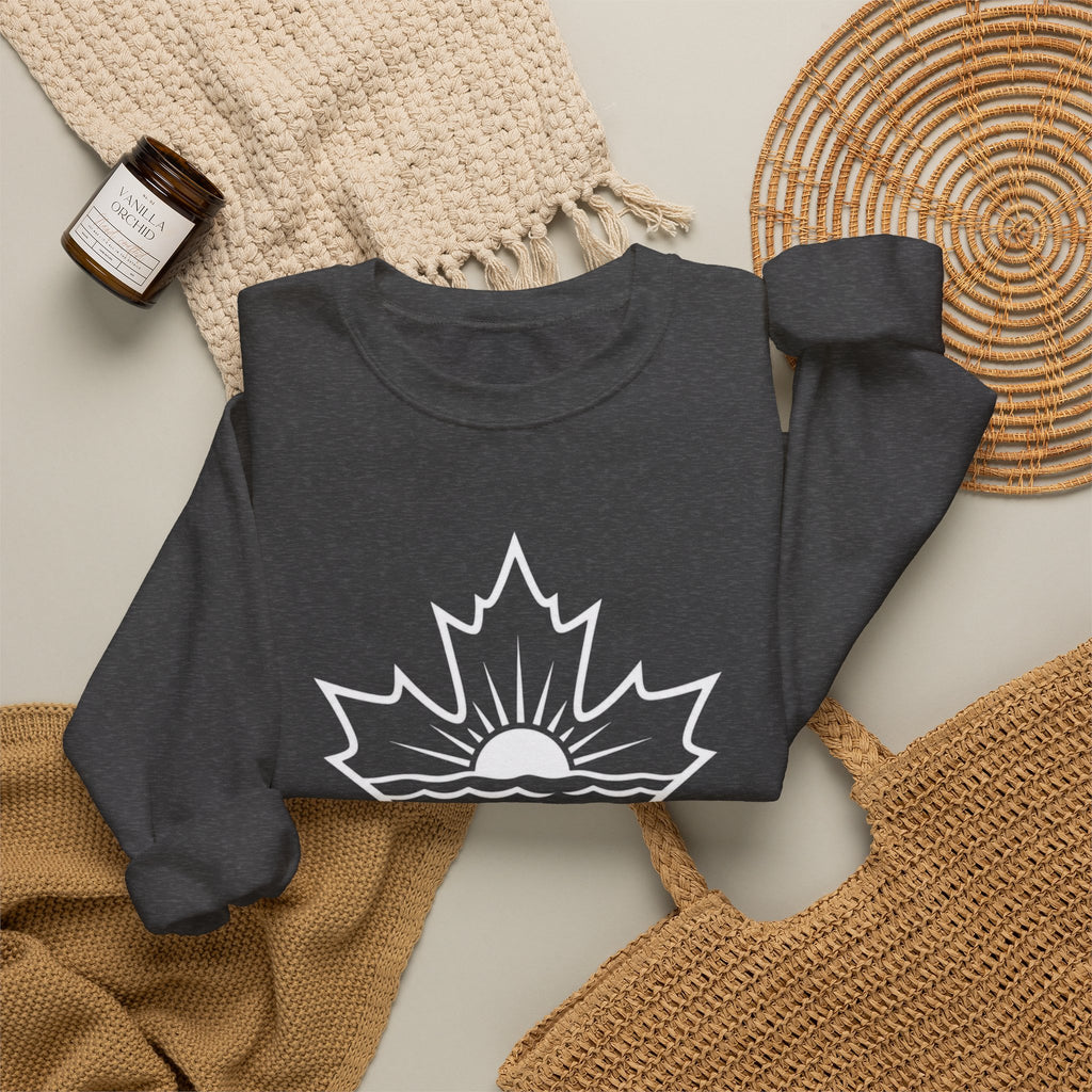 Lake Ontario Crewneck Sweatshirt — Maple Leaf Sunset Lake Design