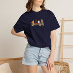 Cat Knit Crew T-Shirt — Cozy Cats Sitting Together Graphic Tee
