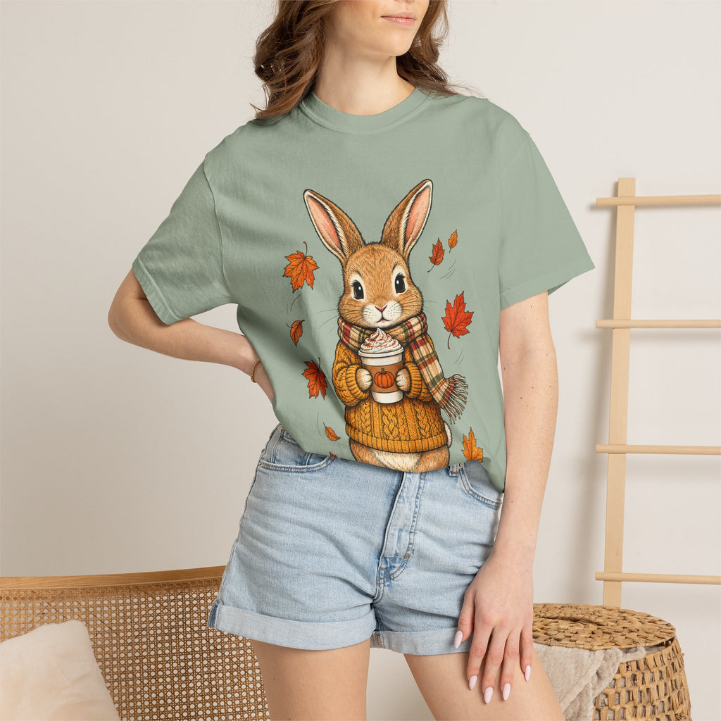 Autumn Bunny Tee — Cozy Fall Rabbit with Scarf & Hot Cocoa