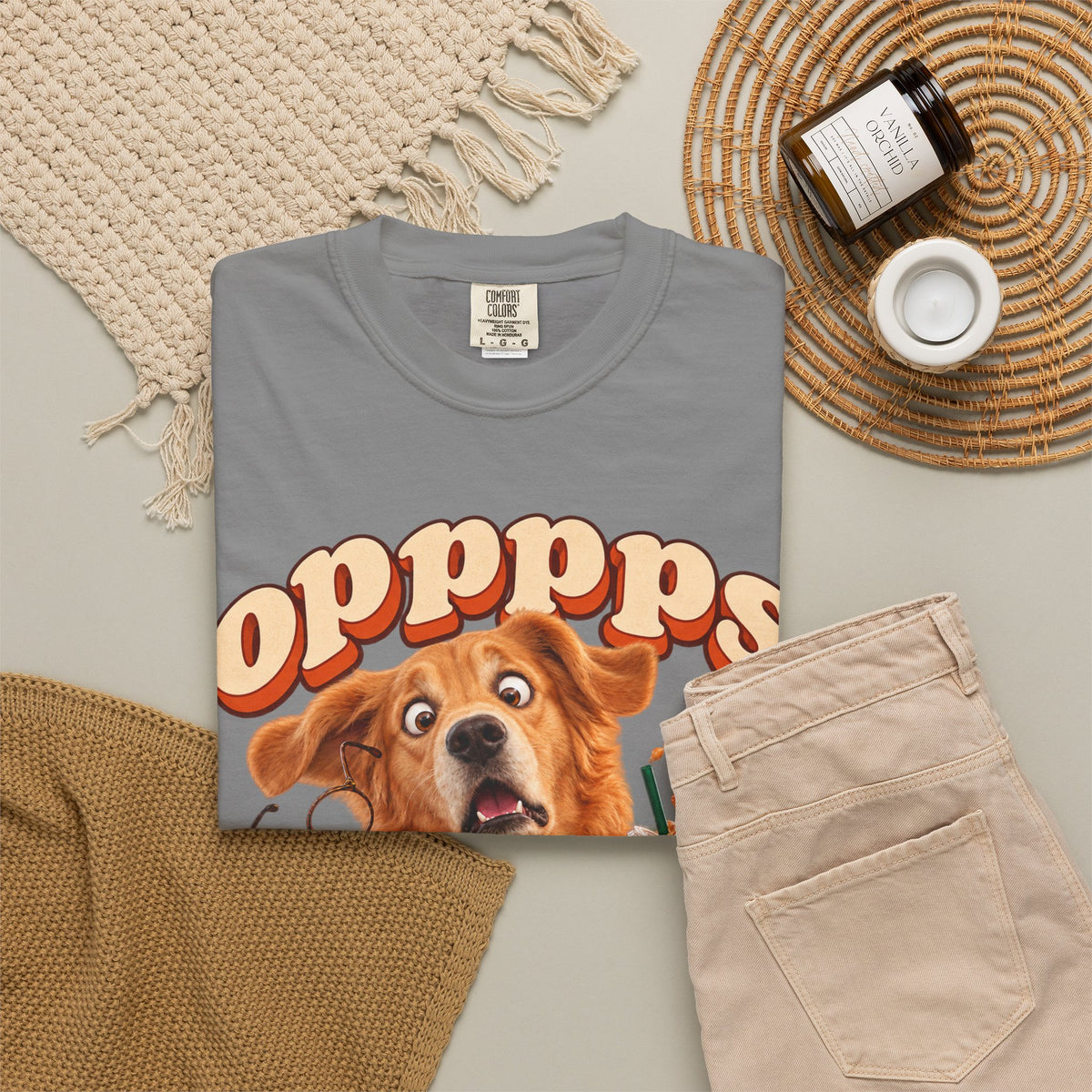 Oops Puppy T-Shirt — Cute Dog Spilling Coffee Graphic Tee
