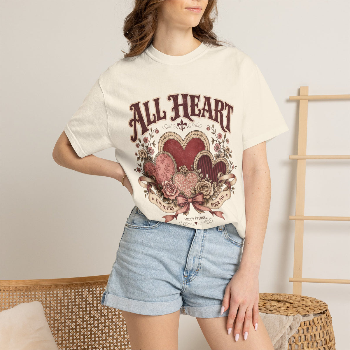 All Heart Vintage Floral Tee — "All Heart" Graphic T-Shirt