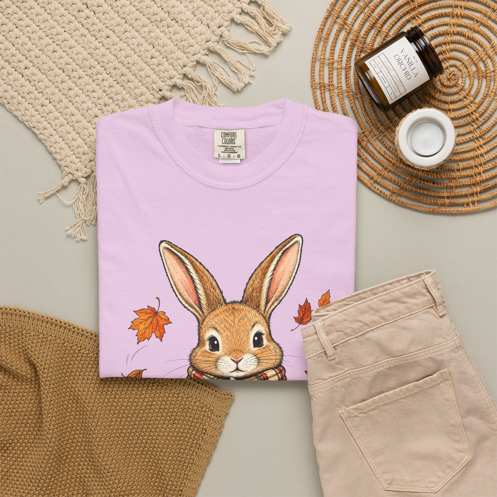 Autumn Bunny Tee — Cozy Fall Rabbit with Scarf & Hot Cocoa