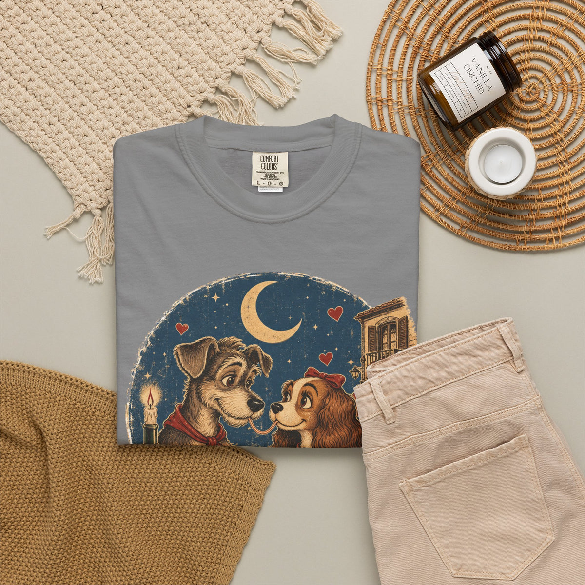 T-Shirt — "Love at First Bite" Vintage Pizza Date Dogs Tee