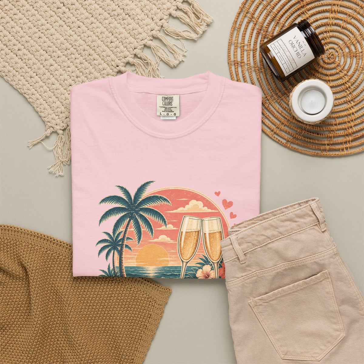 Honeymoon Mode T-Shirt — Tropical Sunset Couple Vacation Tee