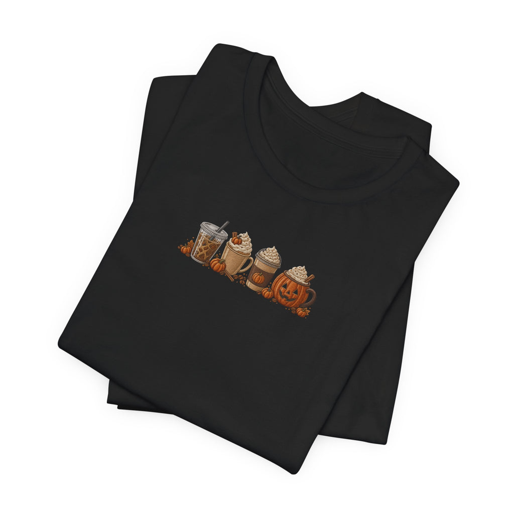Coffee Crew Cute Graphic Tee — Espresso, Latte & Mocha Cartoon Shirt