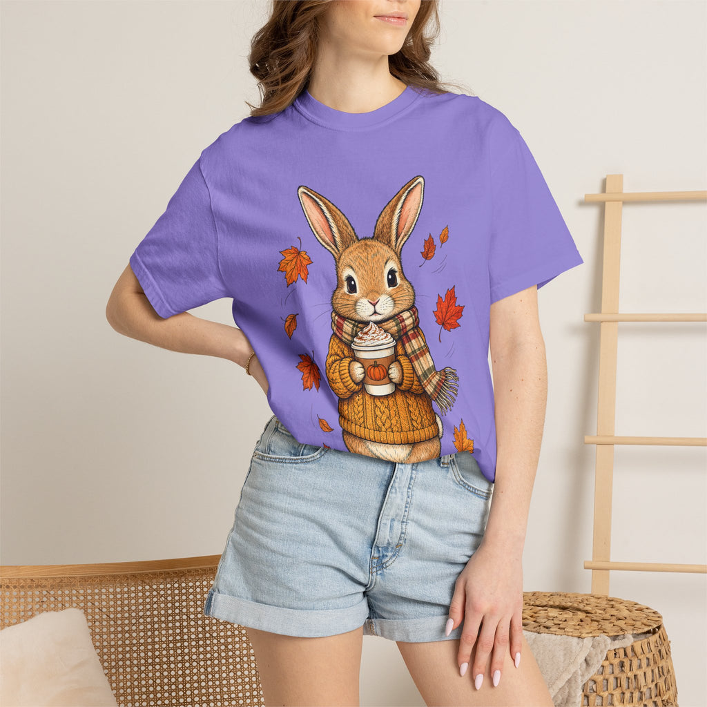 Autumn Bunny Tee — Cozy Fall Rabbit with Scarf & Hot Cocoa
