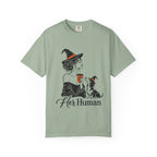Her Human Witch Tee — Halloween Witch & Dog Graphic T-Shirt