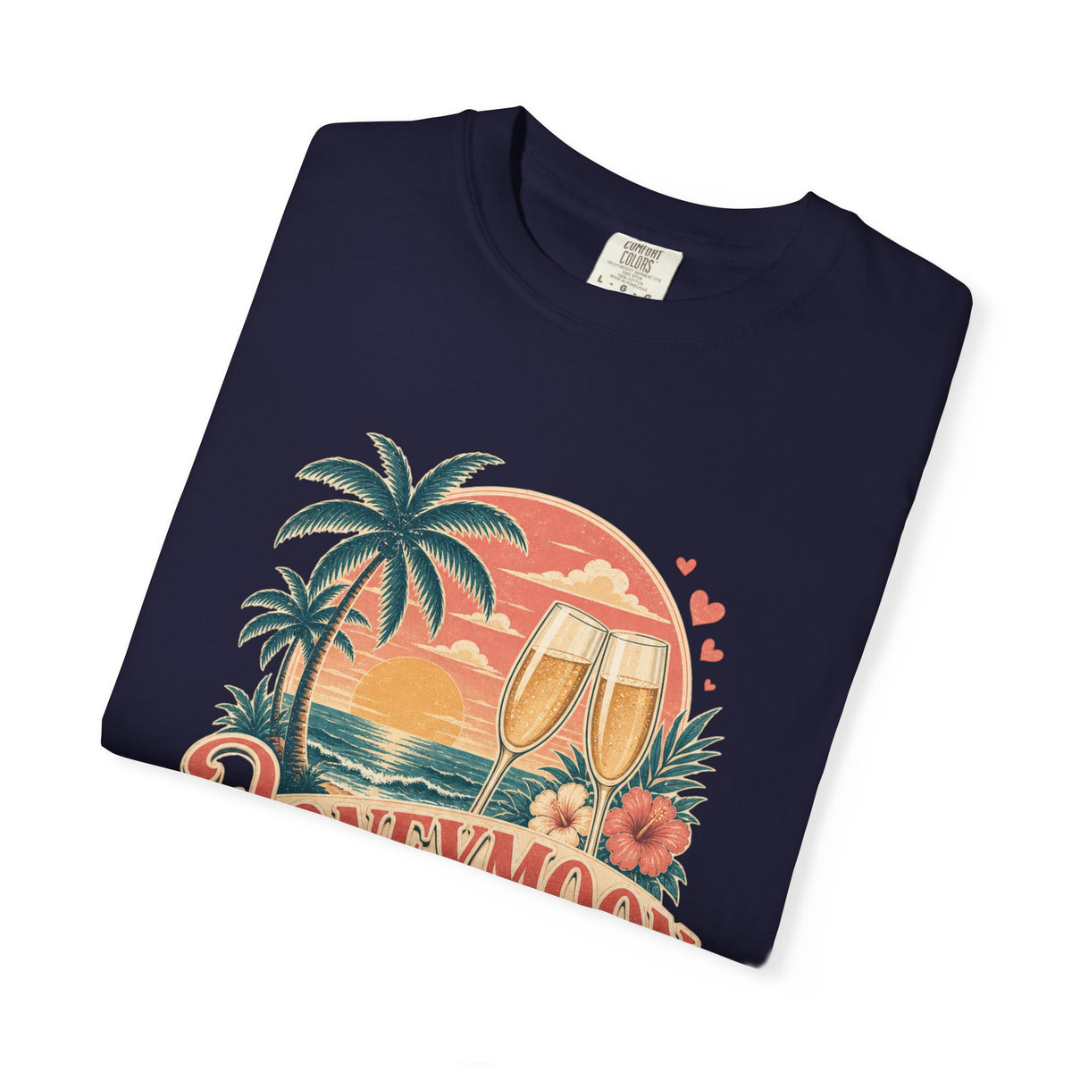 Honeymoon Mode T-Shirt — Tropical Sunset Couple Vacation Tee