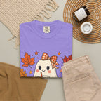 Cute Ghost Pumpkin Drink Tee — Fall Leaves Graphic T-Shirt