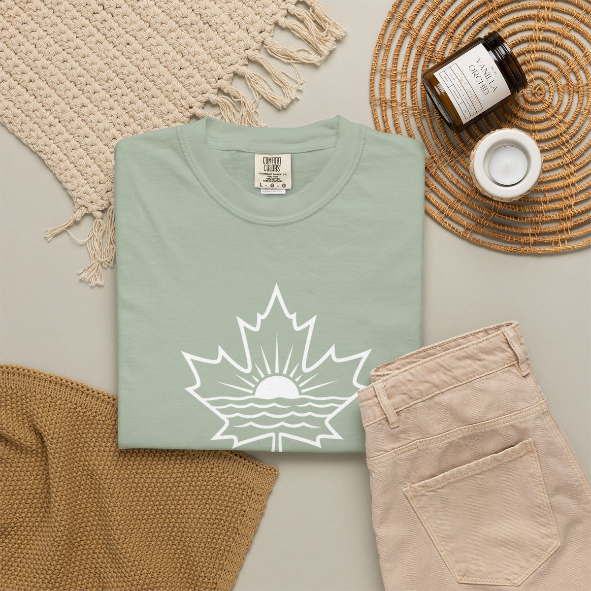 Lake Ontario T-Shirt — Retro Maple Leaf Sunset Graphic