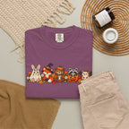 Halloween Critter Lineup T-Shirt — Cute Pumpkin, Witch & Bunny Spooky Crew
