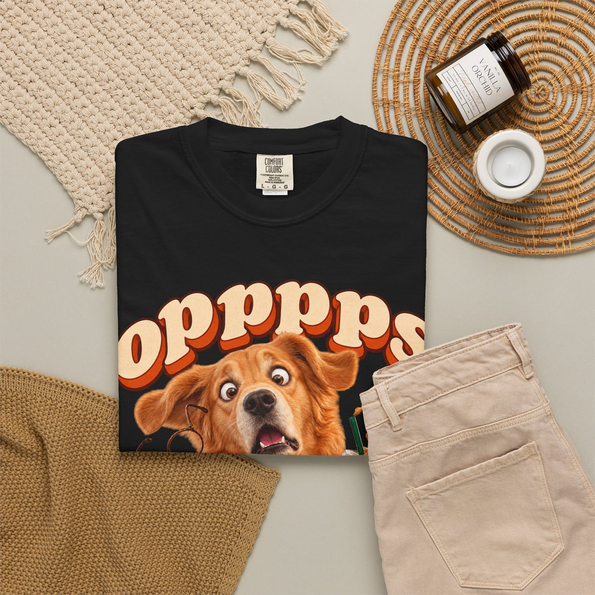 Oops Puppy T-Shirt — Cute Dog Spilling Coffee Graphic Tee