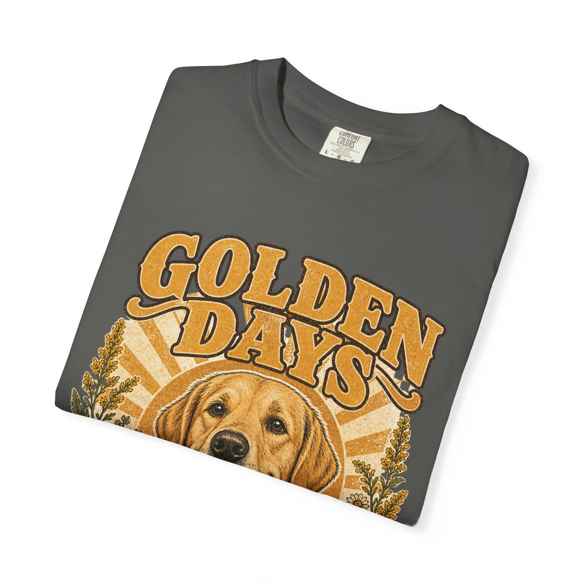 Golden Days Golden Retriever T-Shirt — "Good Dog • Good Life" Vintage Floral Tee