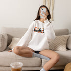 Herbst-Sweatshirt mit schwarzem Katzen-Motiv