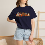 Halloween Critter Lineup T-Shirt — Cute Pumpkin, Witch & Bunny Spooky Crew