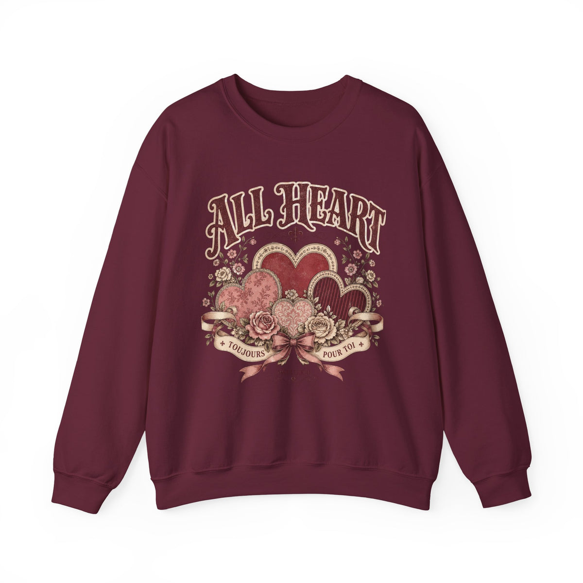 Vintage Valentine Crewneck Sweatshirt – "All Heart" Romantic Graphic