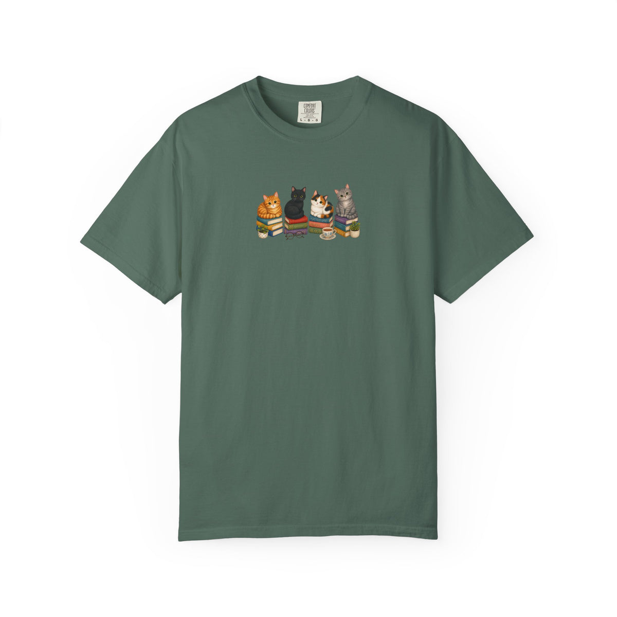 Cat Knit Crew T-Shirt — Cozy Cats Sitting Together Graphic Tee