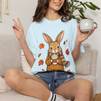 Autumn Bunny Tee — Cozy Fall Rabbit with Scarf & Hot Cocoa