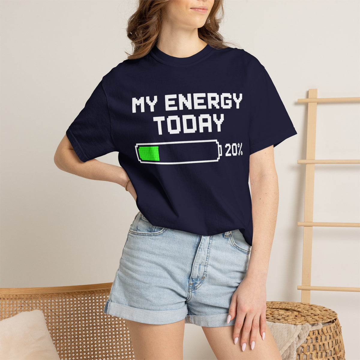 T-Shirt — "My Energy Today 20%" Low Battery Graphic Tee