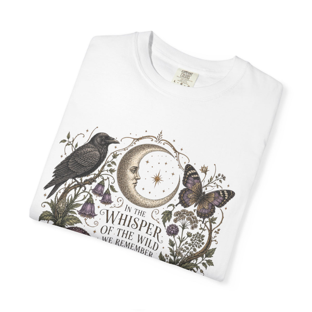 Whisper of the Wild T-Shirt — Moon, Raven & Mushroom Nature Graphic
