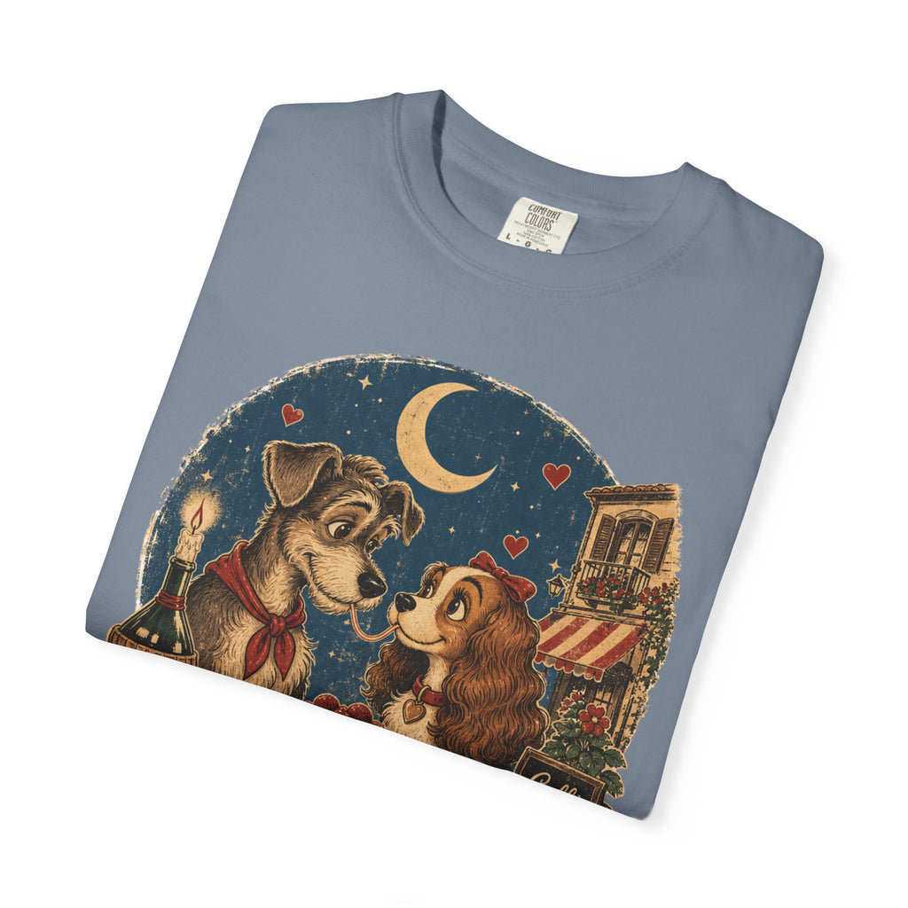 T-Shirt — "Love at First Bite" Vintage Pizza Date Dogs Tee