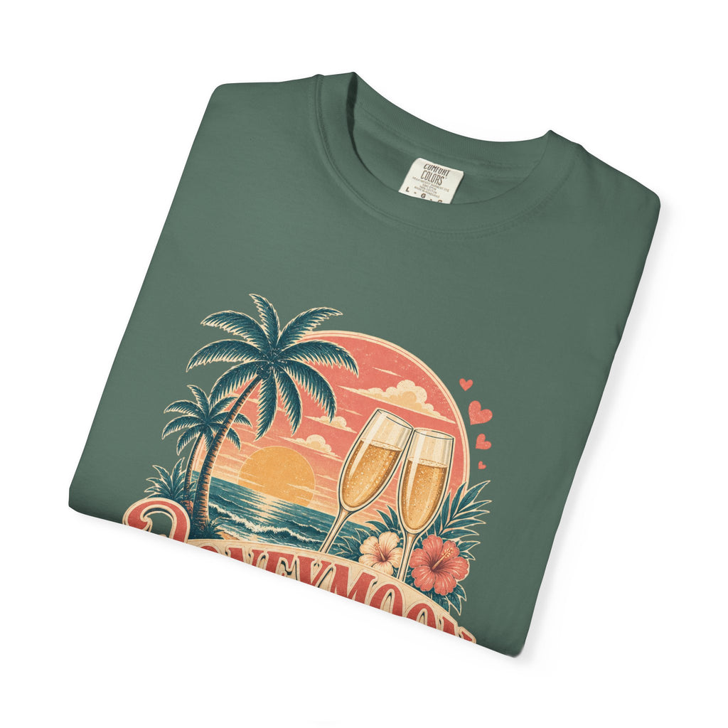 Honeymoon Mode T-Shirt — Tropical Sunset Couple Vacation Tee