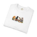 Cat Knit Crew T-Shirt — Cozy Cats Sitting Together Graphic Tee