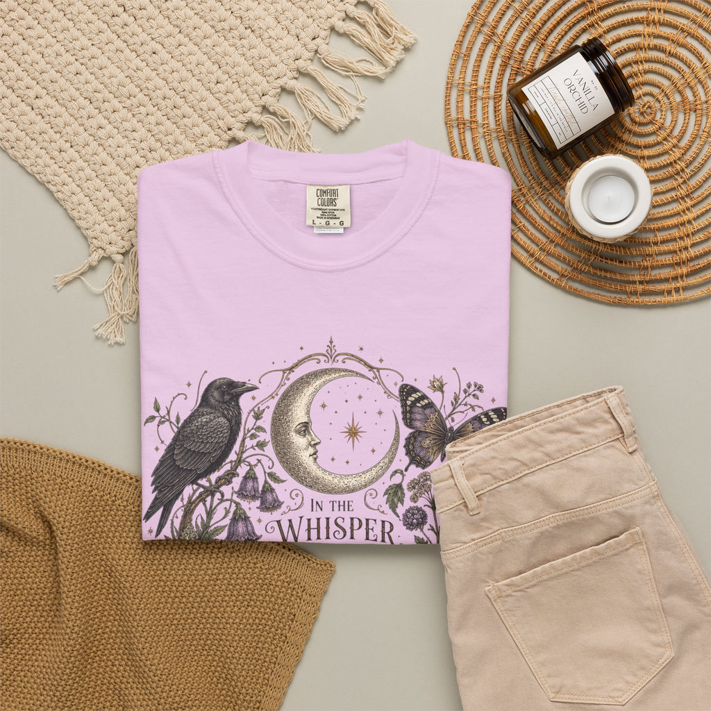 Whisper of the Wild T-Shirt — Moon, Raven & Mushroom Nature Graphic