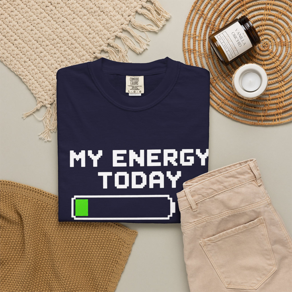My Energy Today 10% T-Shirt — Low Battery Funny Graphic Tee
