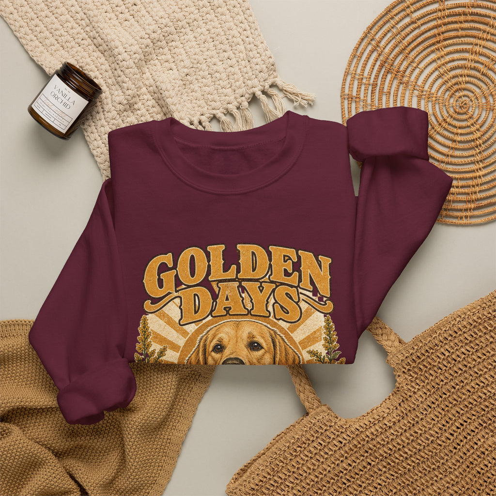 Sweatshirt — "Golden Days: Good Dog • Good Life" Retro Golden Retriever Crewneck
