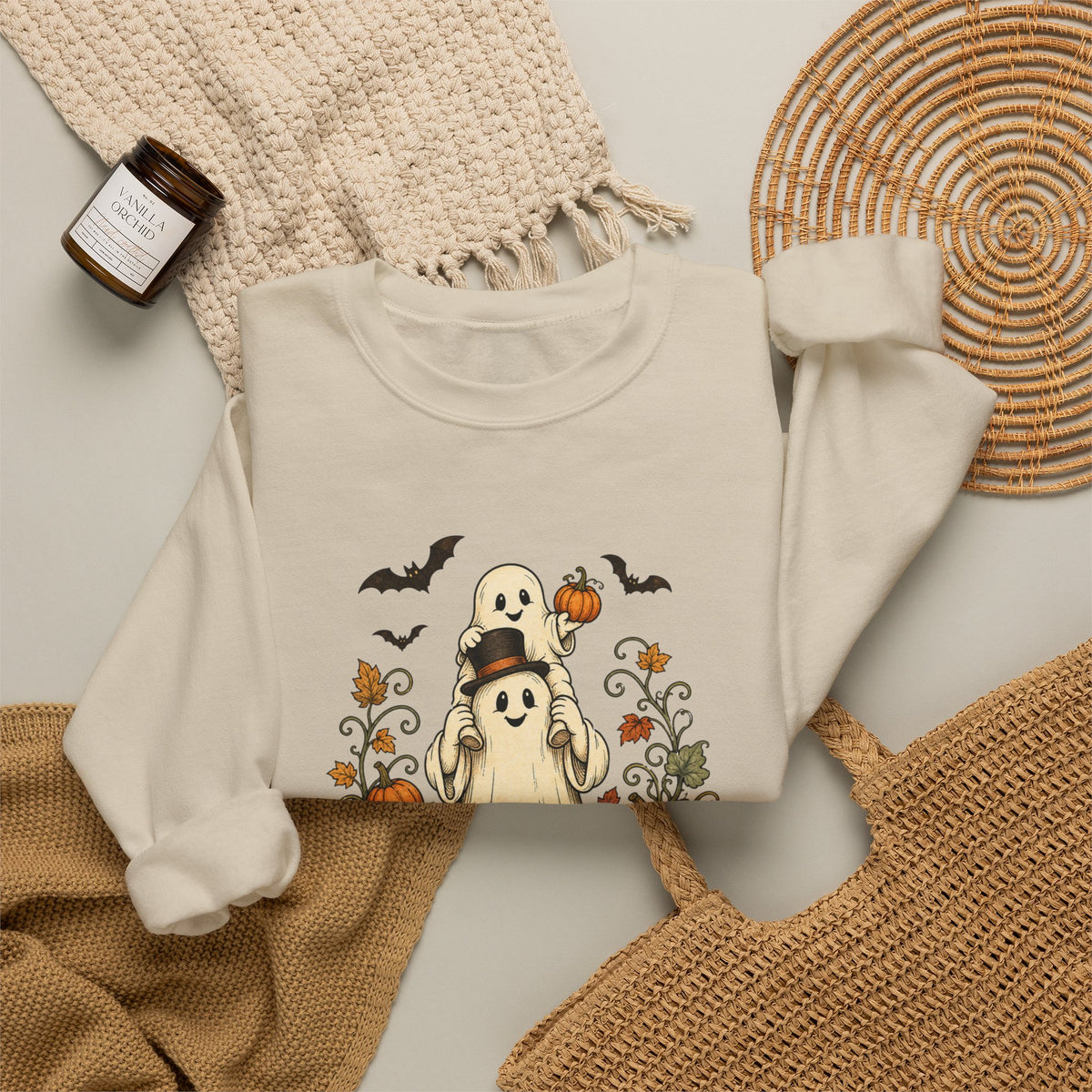 Halloween Pumpkin Ghost Crewneck Sweatshirt