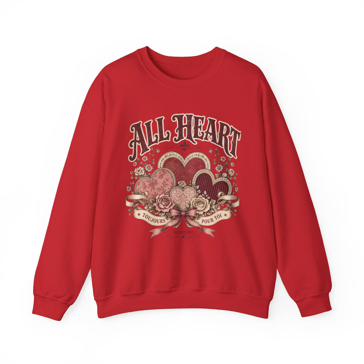 Vintage Valentine Crewneck Sweatshirt – "All Heart" Romantic Graphic