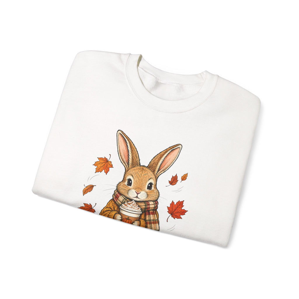 Autumn Bunny Sweatshirt – Cozy Fall Rabbit Holding Coffee